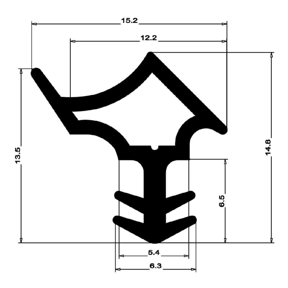 Stahlzargendichtung für senkrechte Nut | 14 mm Höhe | Farbe: weiß