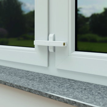 Gebäudeausstattung - Fenster-Zusatzschloss | Modell: Abus 2420 | Farbe: weiß