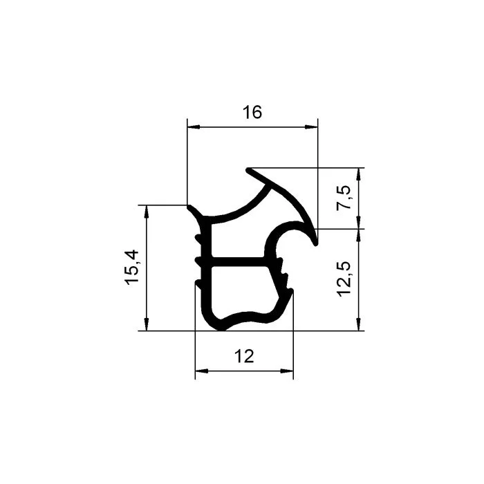 Stahlzargendichtung für senkrechte Nut | 20 mm Höhe | Farbe: weiß