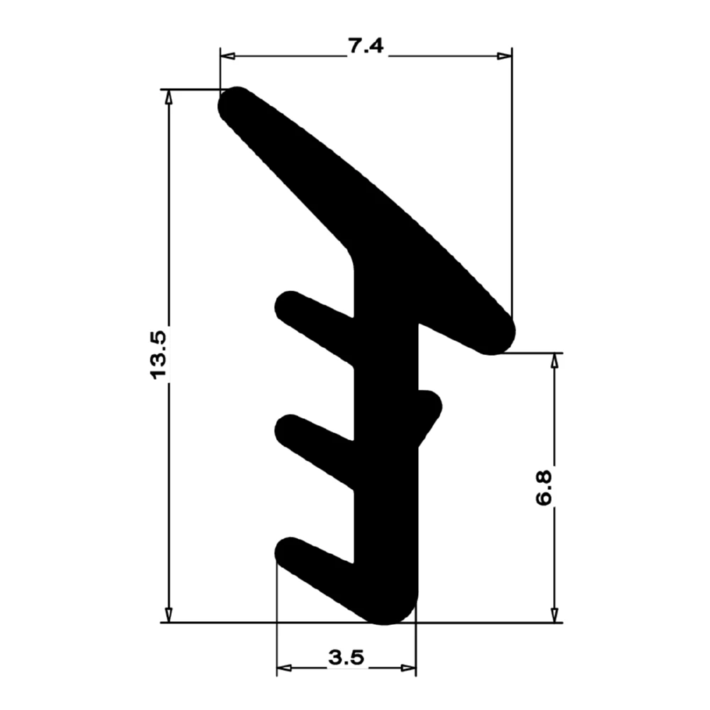 Verglasungsdichtung für Fenster | 13 mm Höhe | Farbe: schwarz