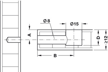 Verbindergehäuse von Häfele Minifix 15 | Bohrtiefe: 14 mm +0,5 mm | Für Holzdicke ab 19 mm