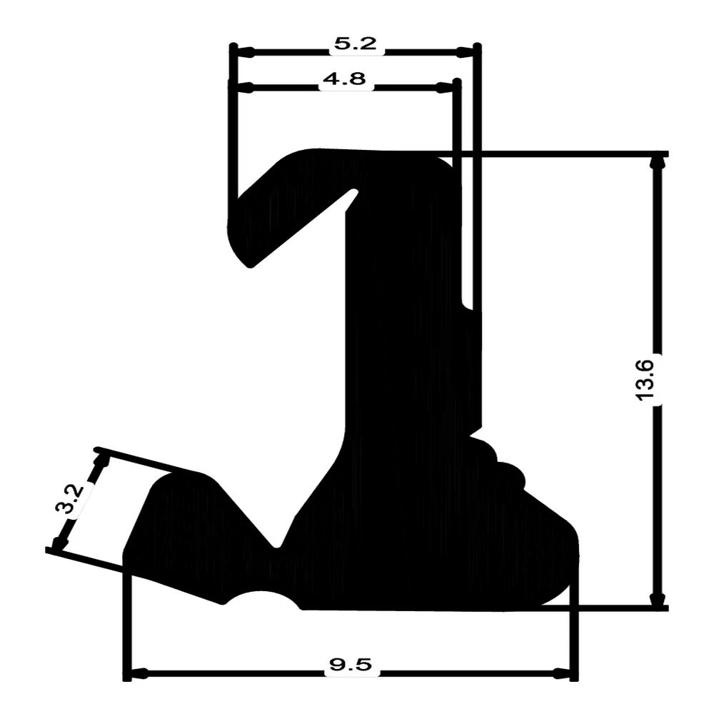 Mitteldichtung für JANSEN Metallfenster | 15 mm Höhe | Farbe: schwarz