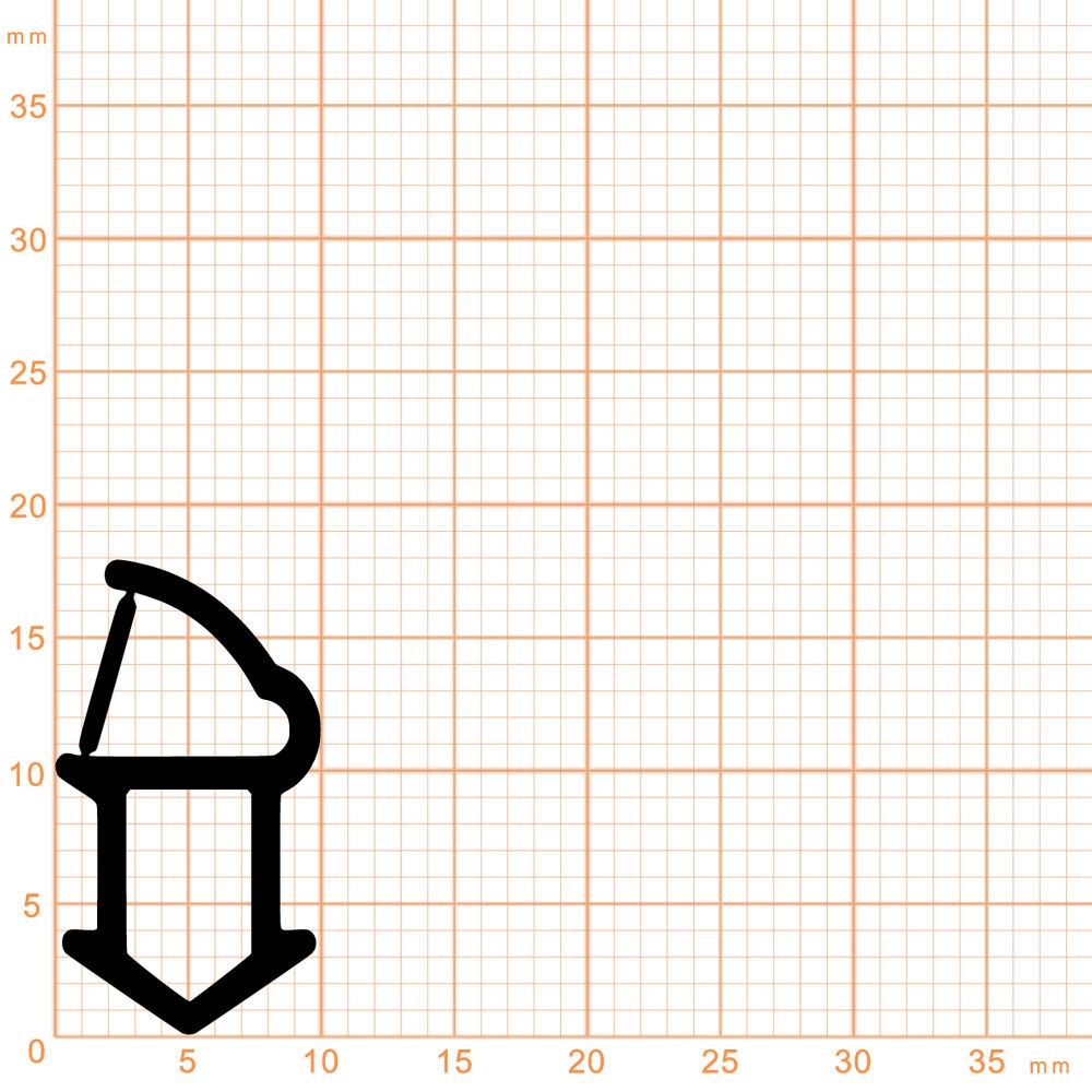 Türrahmen Dichtung - Stahlzargendichtung für Stahlzargen | 18 mm Höhe | Farbe: schwarz