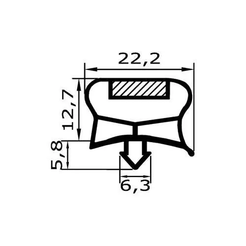 Kühlschrankdichtung Meterware | 18,5 mm Höhe | Farbe: grau