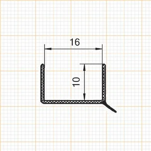 Sockel-Abdichtungsprofil | Breite: 16 mm | Farbe: transparent