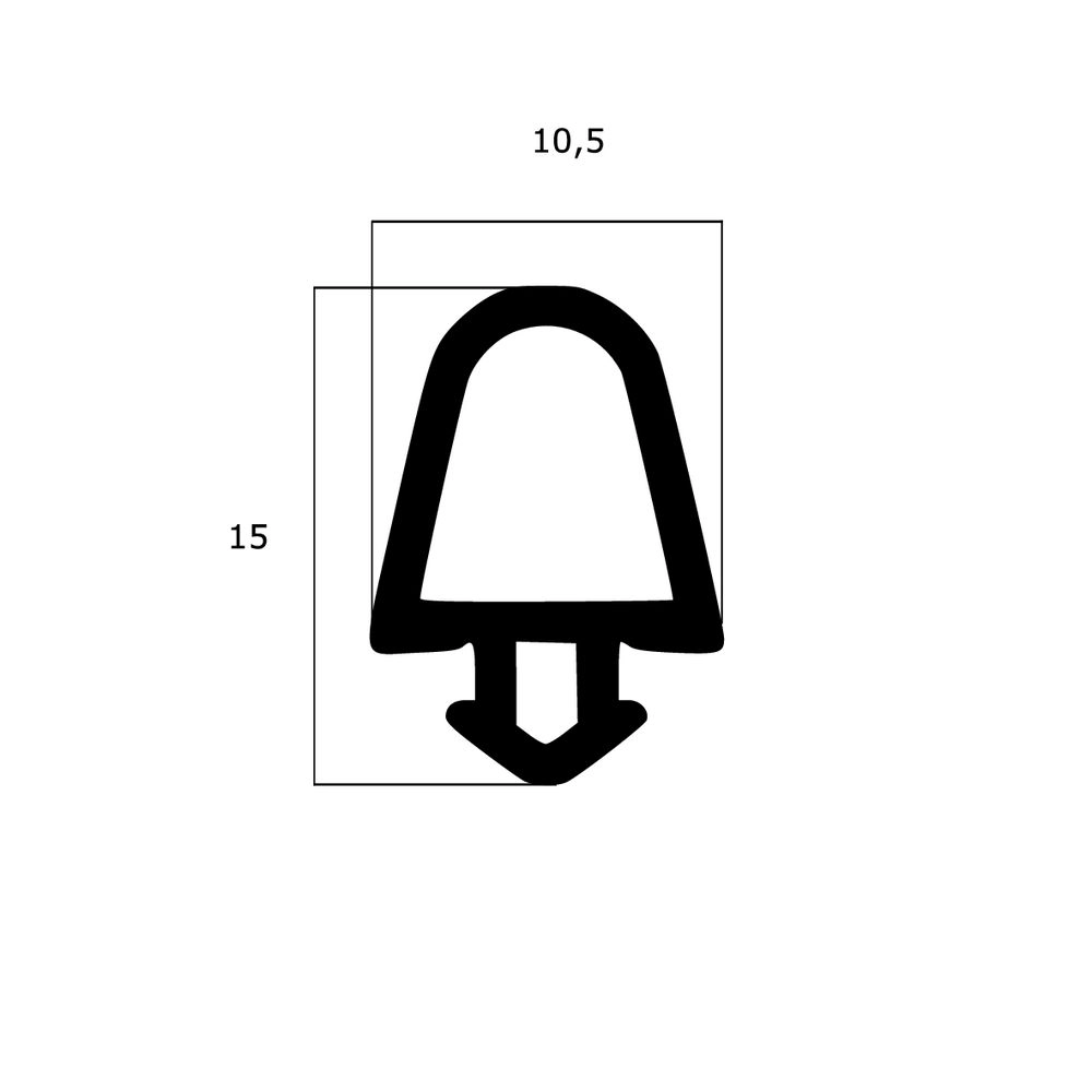 Lippendichtungen - Anschlagdichtung mit Schlauch für Fenster | 10,5 mm Breite | Farbe: schwarz