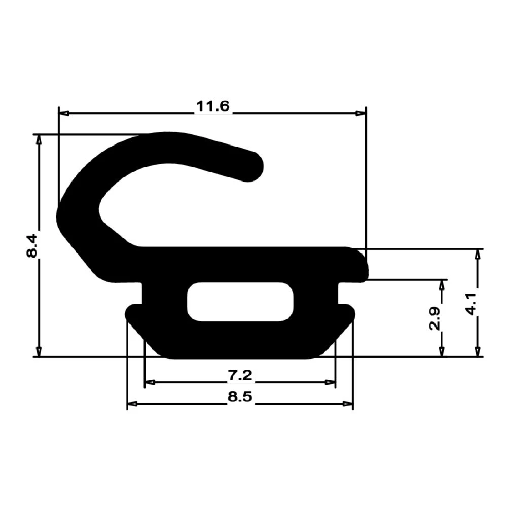 Lippendichtungen - Anschlagdichtung mit Lippe und profiliertem Fuß | 9 mm Höhe | Farbe: schwarz 