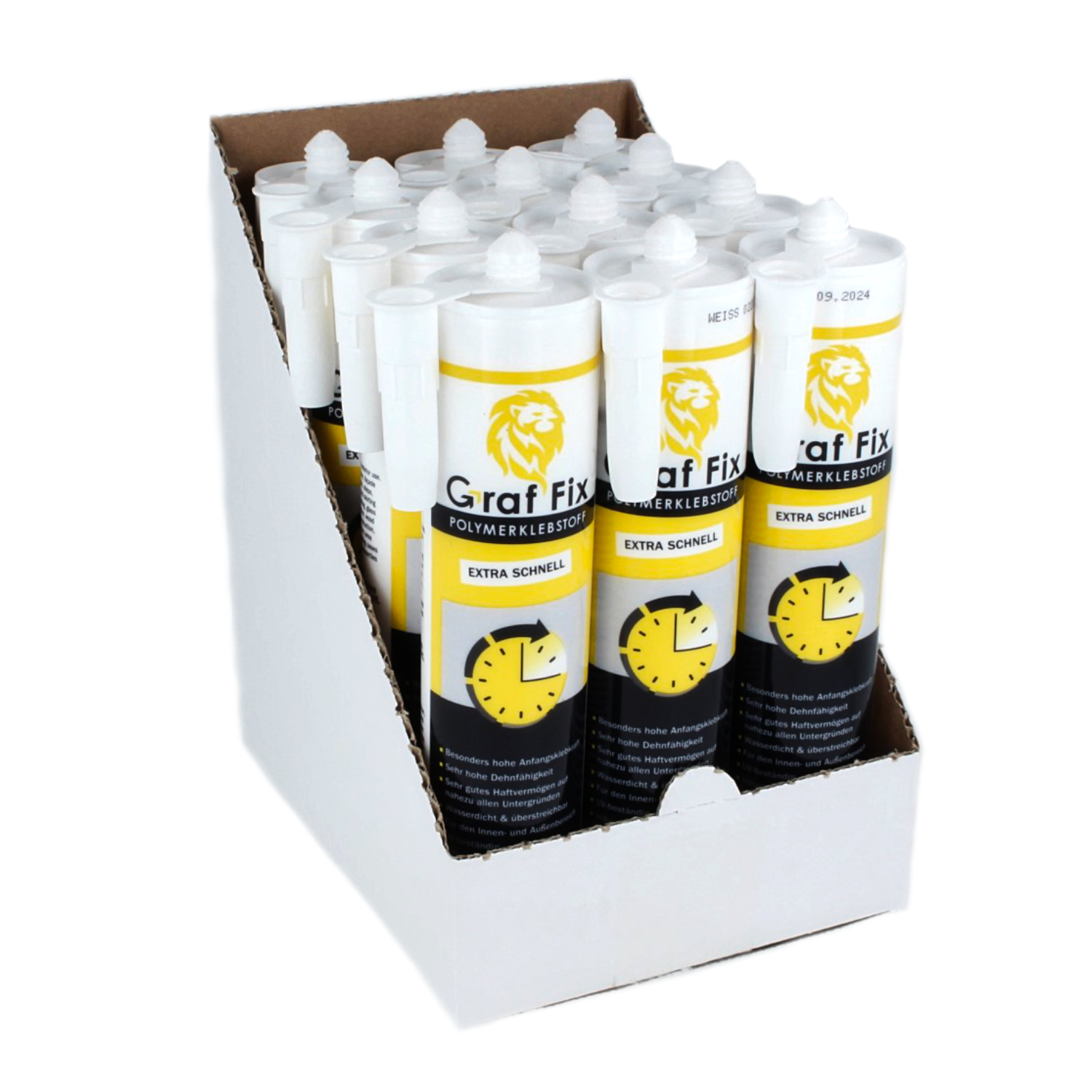 Graf-Fix Polymerklebstoff | 12er Karton | Farbe: weiß Graf-Fix Polymerklebstoff | 12er Karton | Farbe: weiß