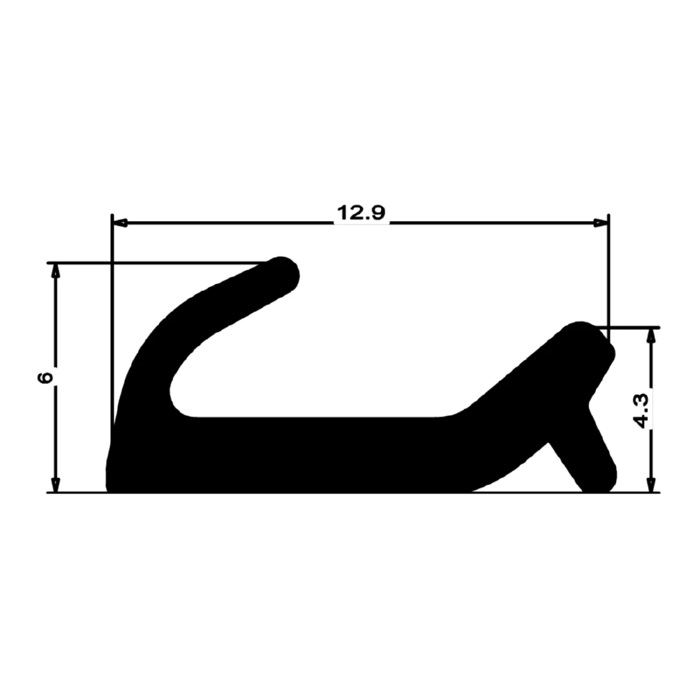 Anschlagdichtung mit Lippe und glattem Fuß | 6 mm Höhe | Farbe: grau