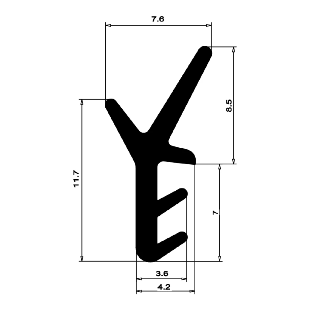 Hebeschiebetürdichtung | Höhe: 17 mm | Farbe: schwarz