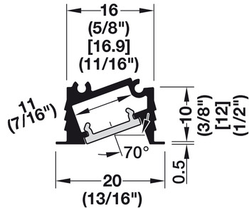 Einbauprofil für Häfele Loox5 | Modell: 1106 | Länge: 3000 mm