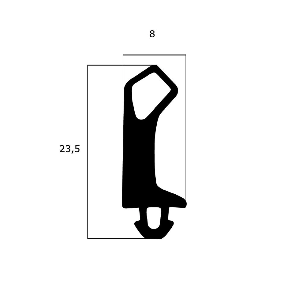 Mitteldichtungen - Mitteldichtung für Metall- und Kunststofffenster | 23,5 mm Höhe | Farbe: schwarz