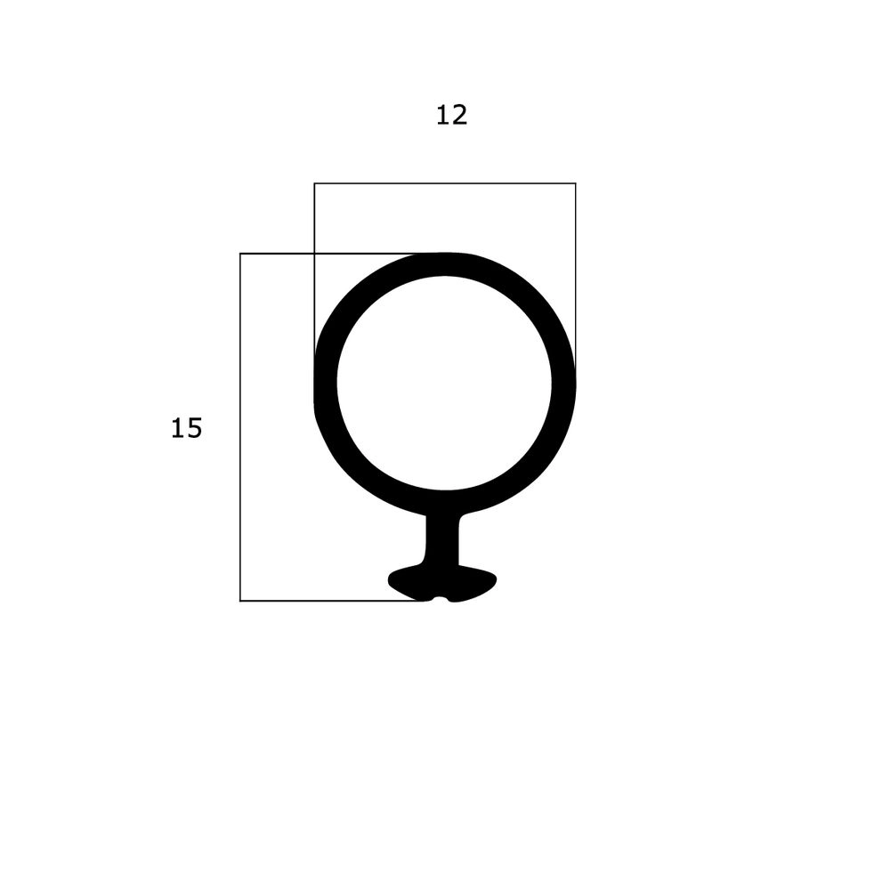 Schlauchdichtungen - Anschlagdichtung mit Schlauch für Fenster | 12 mm Breite | Farbe: schwarz