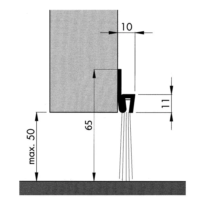 Bürstendichtung für Türen | Bürstenhöhe: 40 mm | Farbe: Verzinkt