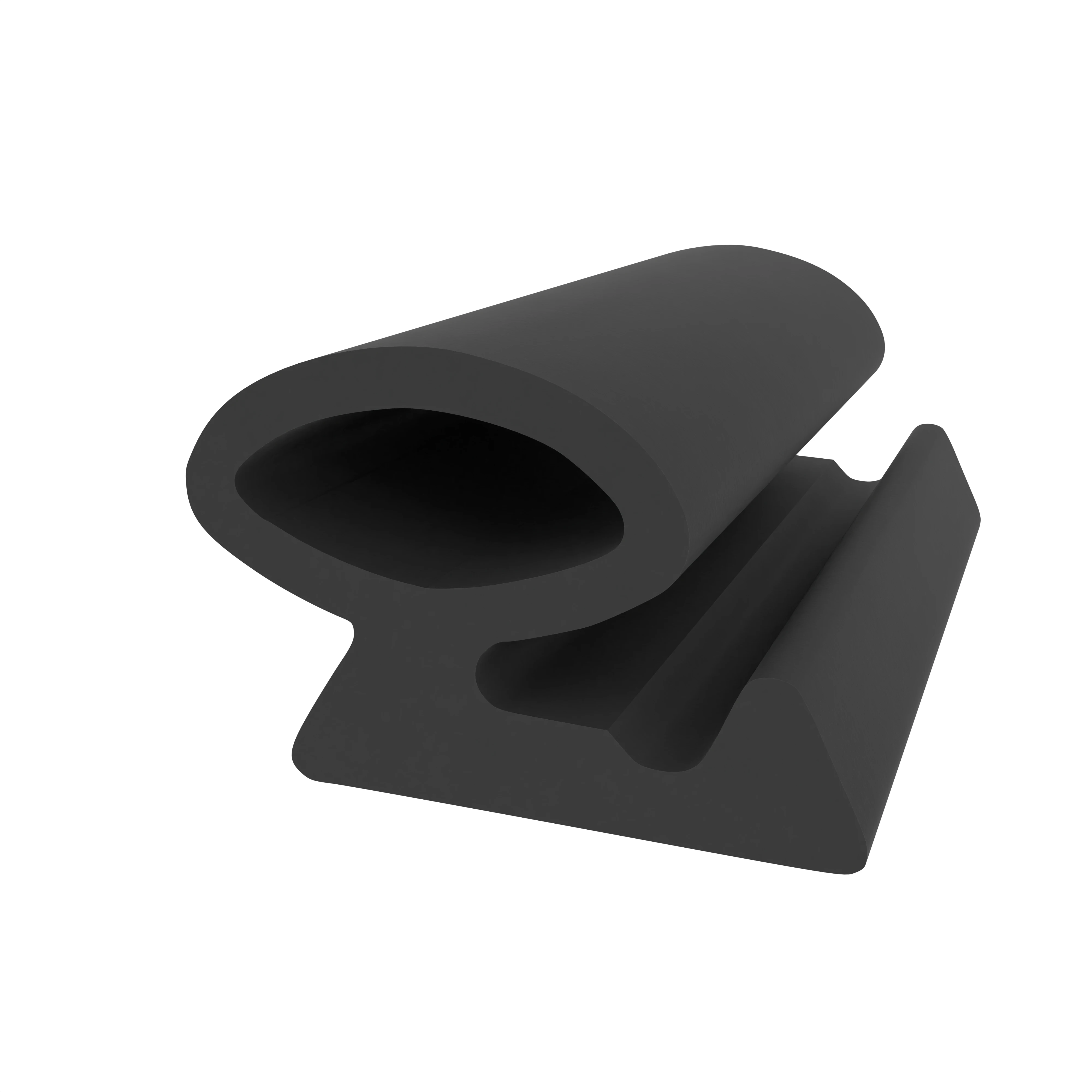 Lippendichtungen - Anschlagdichtung mit Schlauch und glattem Fuß | 7 mm Höhe | Farbe: schwarz