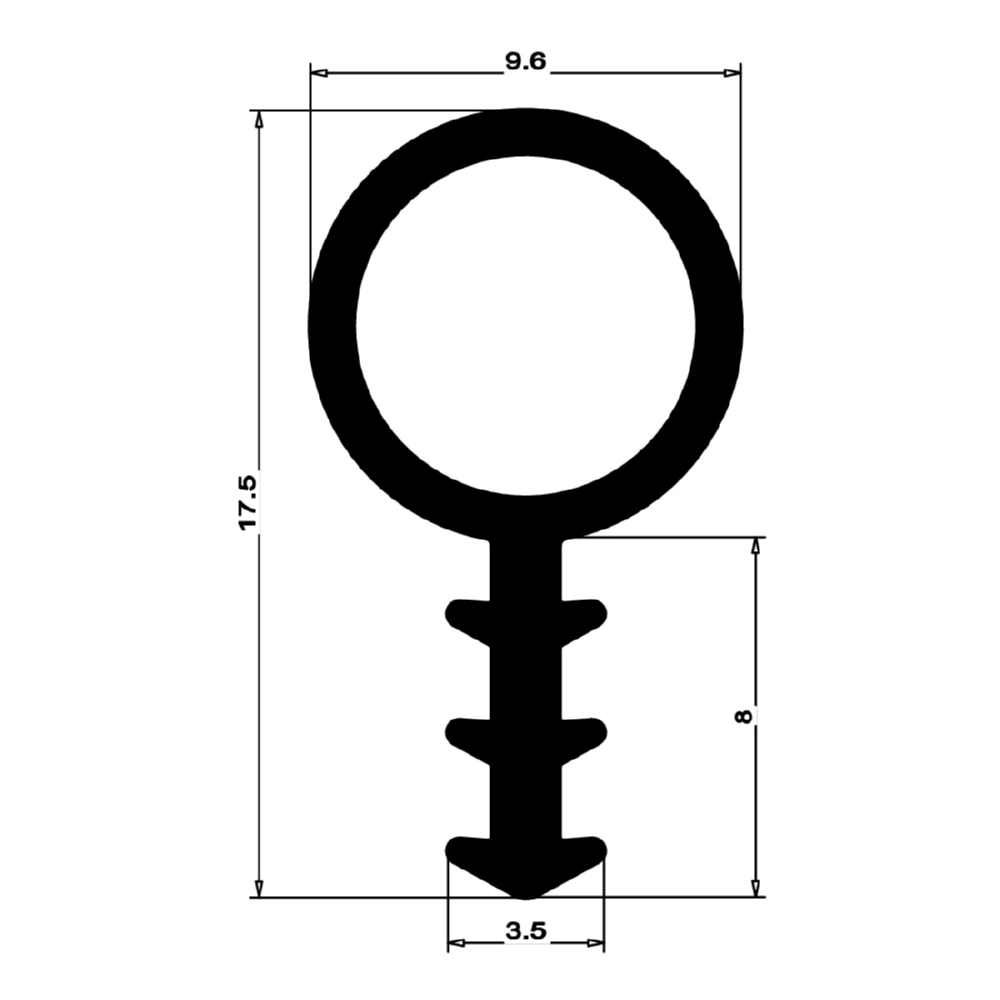 Holzzargendichtung für Haustüren | 9,5 mm Breite | Farbe: schwarz