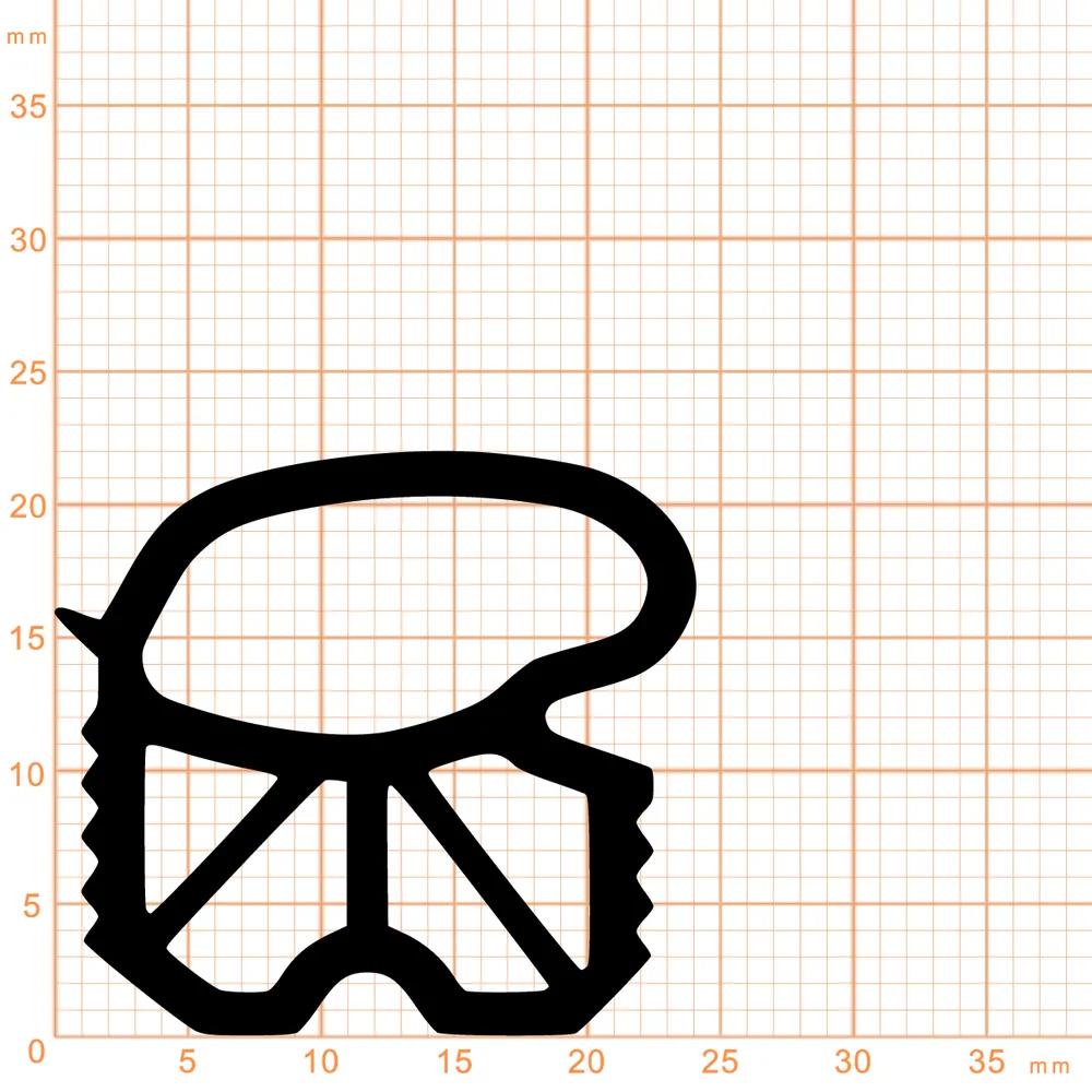 Türrahmen Dichtung - Stahlzargendichtung für Stahlprofile | 24 mm Breite | Farbe: grau