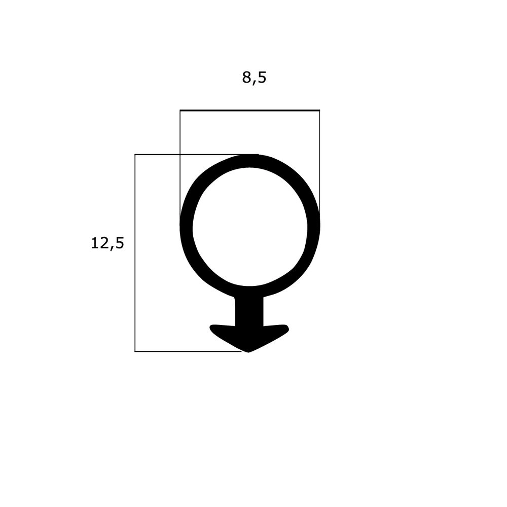 Schlauchdichtungen - Anschlagdichtung mit Schlauch | 12,5 mm Höhe | Farbe: schwarz 