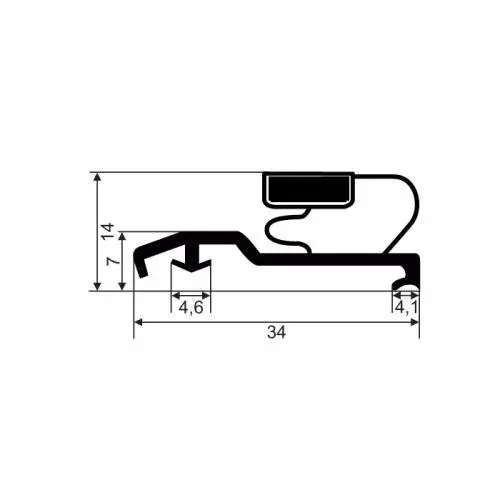 Kühlschrankdichtungsrahmen | 14 mm Höhe | Farbe: schwarz