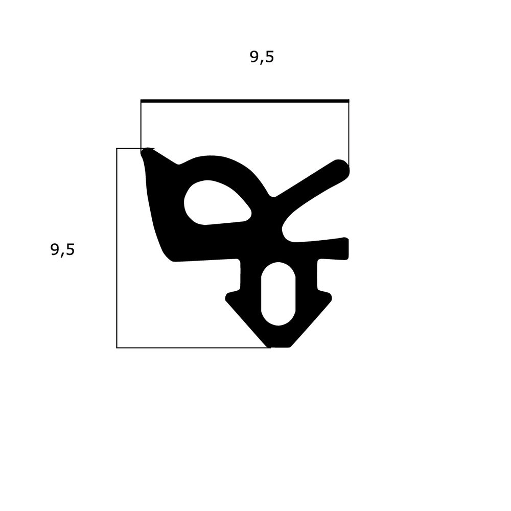 Lippendichtungen - Anschlagdichtung für Heroal Fenster | 9,5 mm Höhe | Farbe: schwarz 