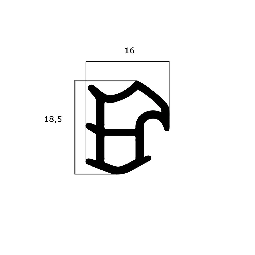 Türrahmen Dichtung - Stahlzargendichtung für senkrechte Nut | 16 mm Breite | Farbe: schwarz
