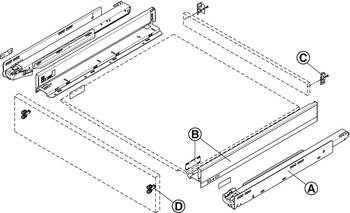Schubkästen - Schubkasten-Garnitur für Legrabox | Ausführung: Korpusschiene Blumotion S | Zargenhöhe: 128 mm