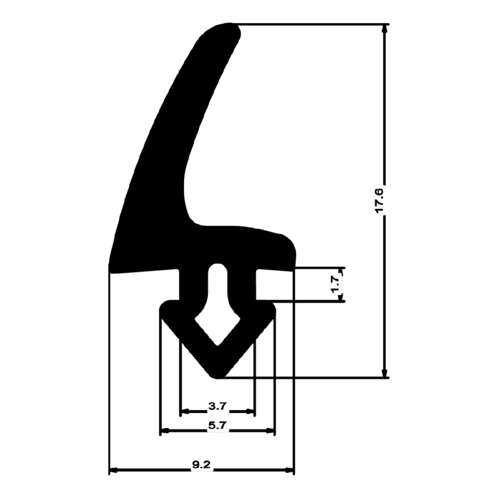 Mitteldichtung  für TROCAL Metallfenster | 9 mm Breite | Farbe: schwarz