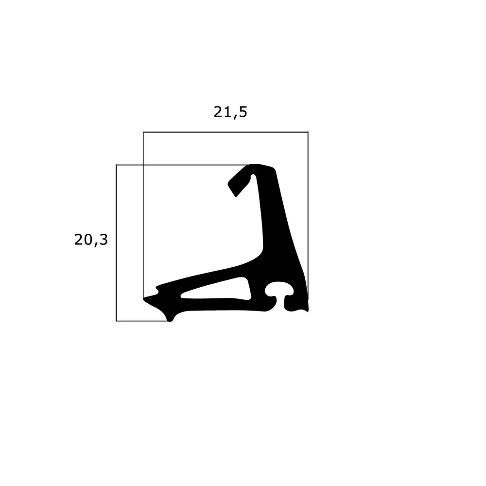 Türrahmen Dichtung - Verglasungsdichtung für Heroal Fenster | 21,5 mm Breite | Farbe: schwarz