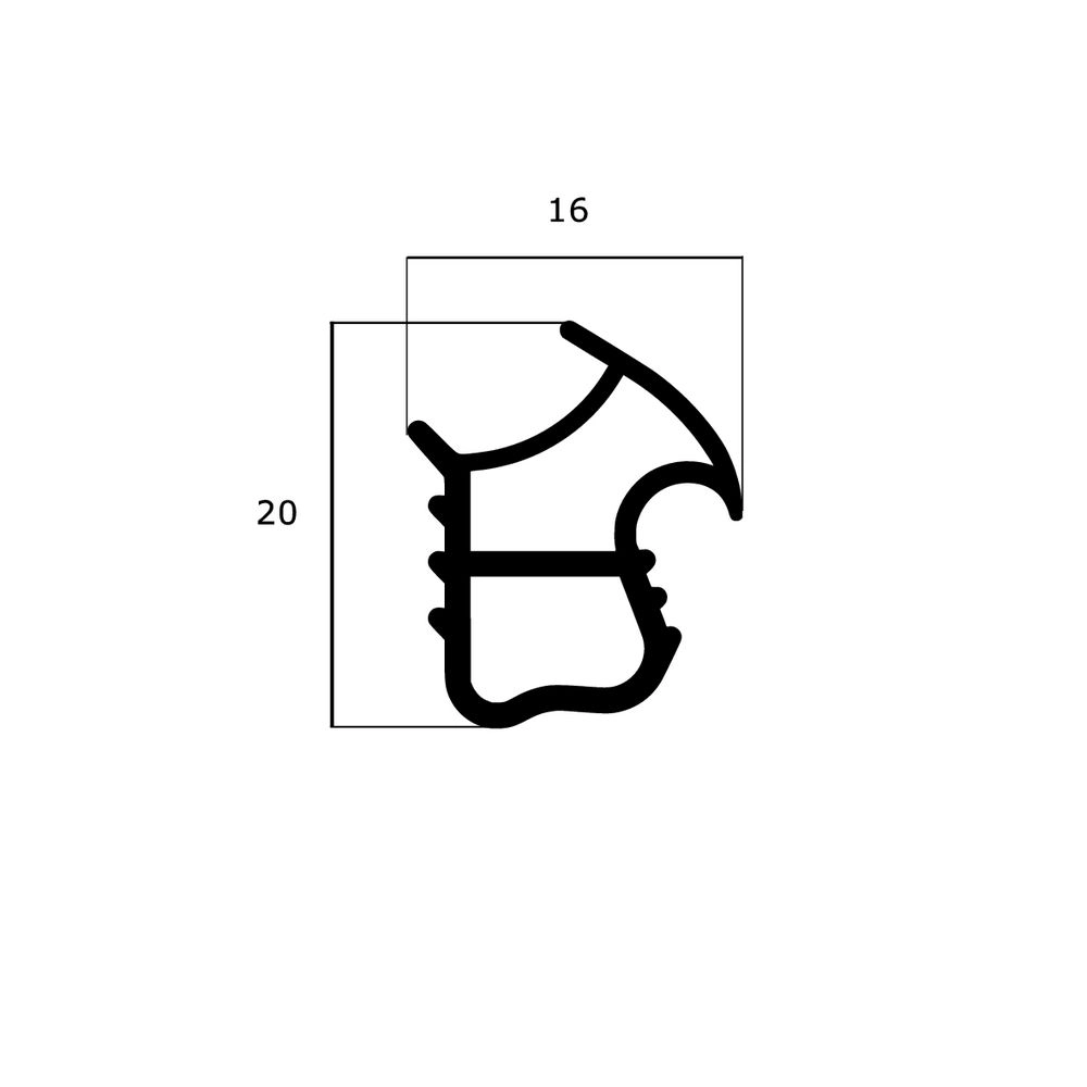 Türrahmen Dichtung - Stahlzargendichtung für senkrechte Nut | 20 mm Höhe | Farbe: schwarz