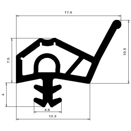 Holzzargendichtung für Holztüren | 12,3 mm Falzbreite | Farbe: grau