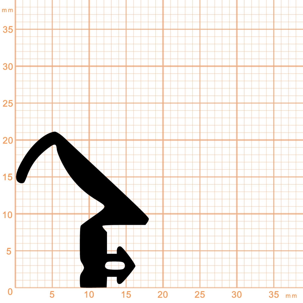 Türrahmen Dichtung - Anschlagdichtung für seitlichen Anschlag | 21 mm Höhe | Farbe: schwarz