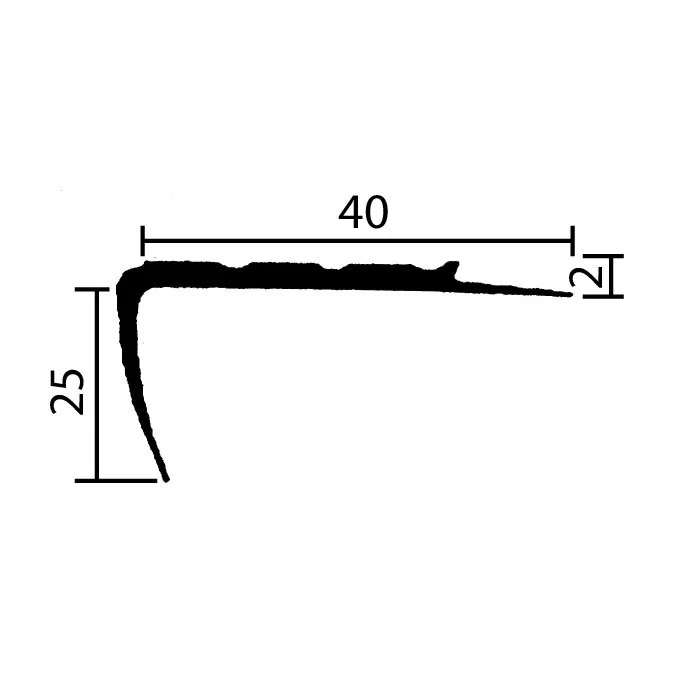 Treppenstufenprofile - Treppenstufendichtung | Höhe: 25 mm | Farbe: schwarz