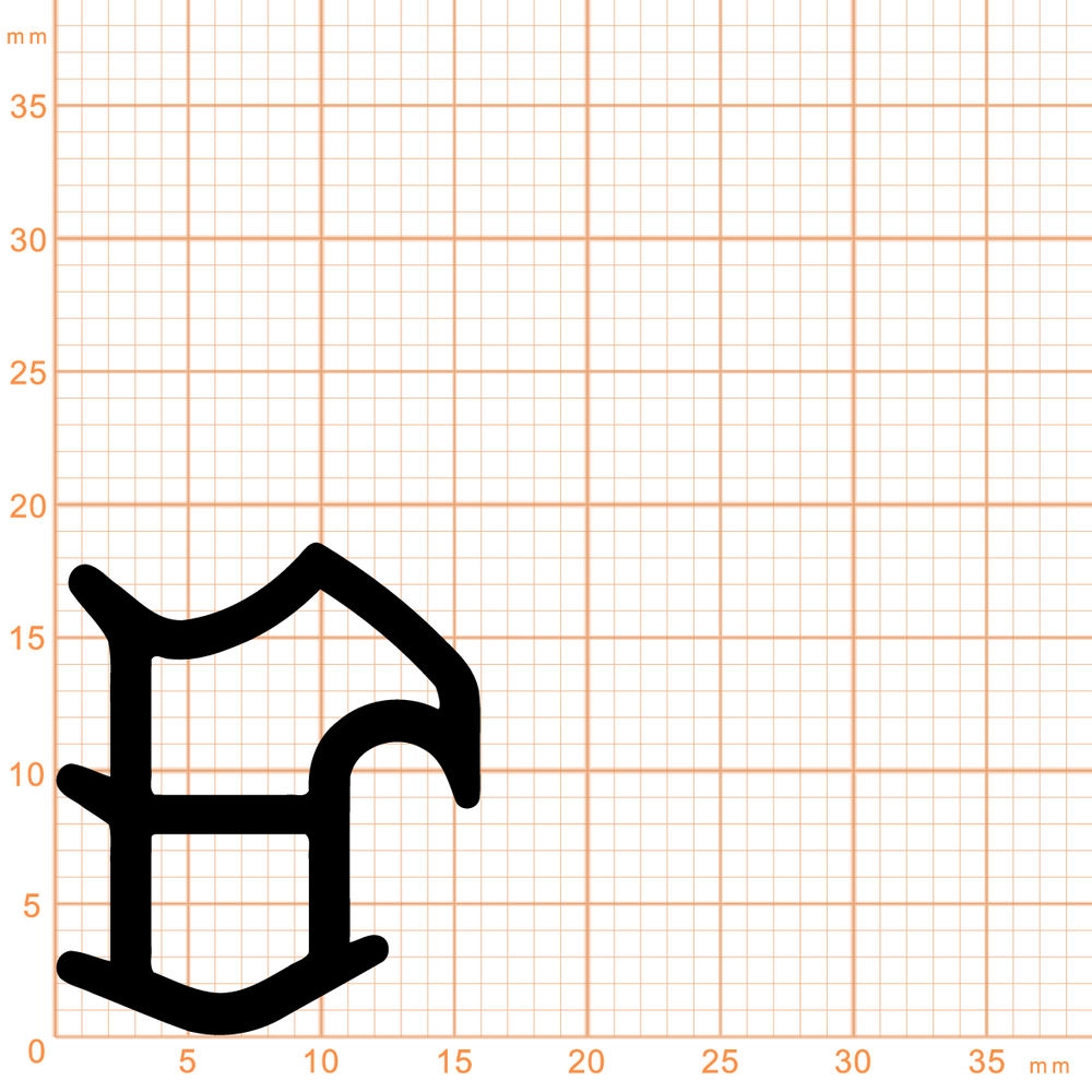 Türrahmen Dichtung - Stahlzargendichtung für senkrechte Nut | 16 mm Breite | Farbe: schwarz