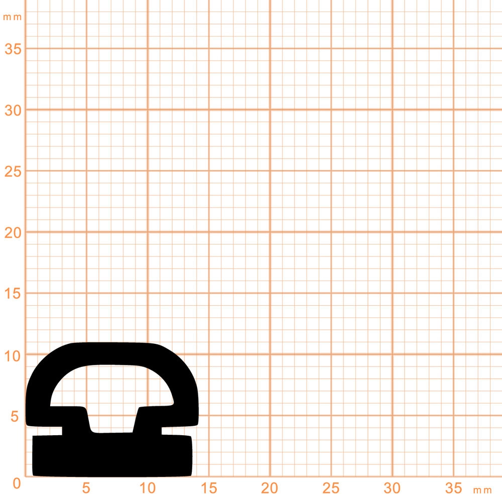 Lippendichtungen - Anschlagdichtung mit Schlauch | 11 mm Höhe | Farbe: schwarz
