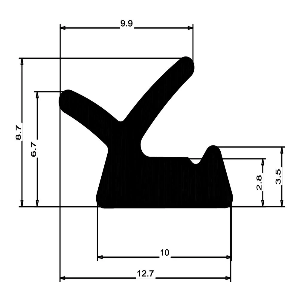 Anschlagdichtung mit Lippe für GEALAN S2000 Fenster | 9 mm Höhe | Farbe: schwarz