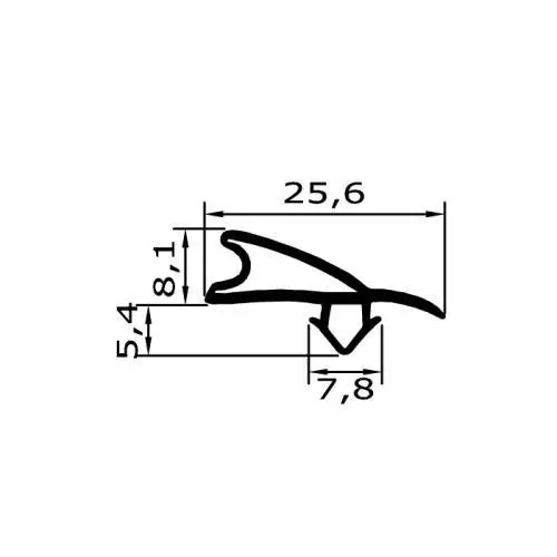 Kühlschrankdichtung aus PVC | 13,5 mm Höhe | Farbe: grau