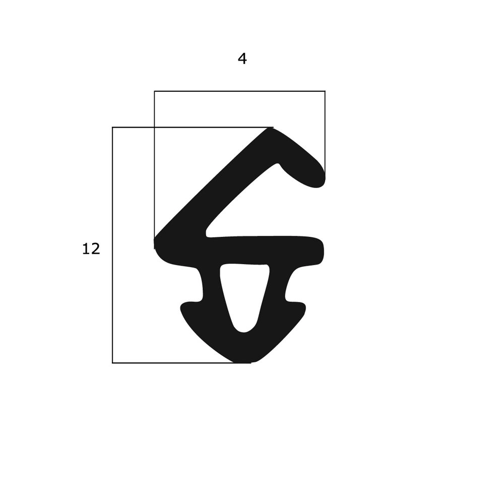 Lippendichtungen - Anschlagdichtung mit Lippe und profiliertem Fuß | 12 mm Höhe | Farbe: schwarz