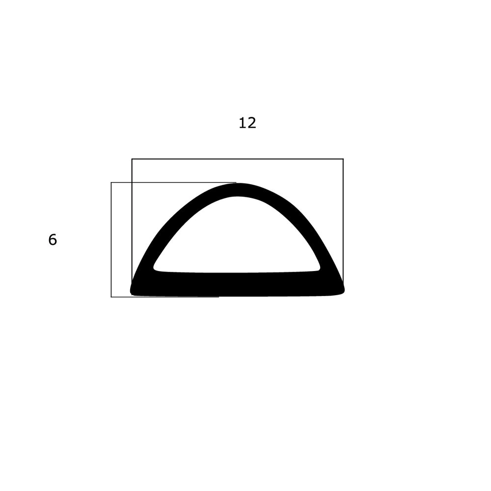 Lippendichtungen - Anschlagdichtung mit Schlauch für Fenster | 12 mm Breite | Farbe: schwarz