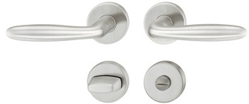 Türdrücker-Garnitur für WC/Badezimmer | Hoppe Verona E1800Z/42KV/42KVS | Farbe: silber