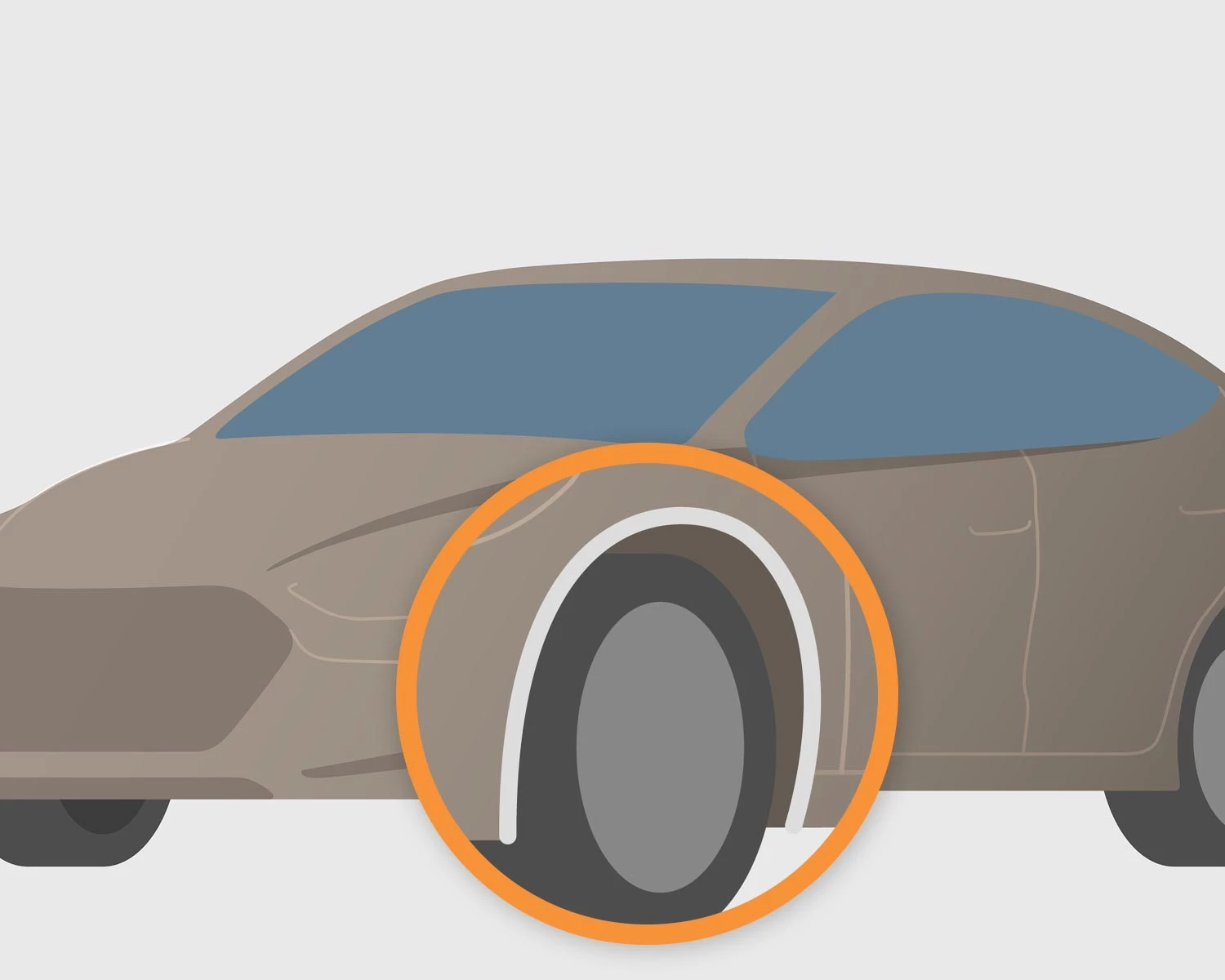 Kotflügel vom Auto wird markiert