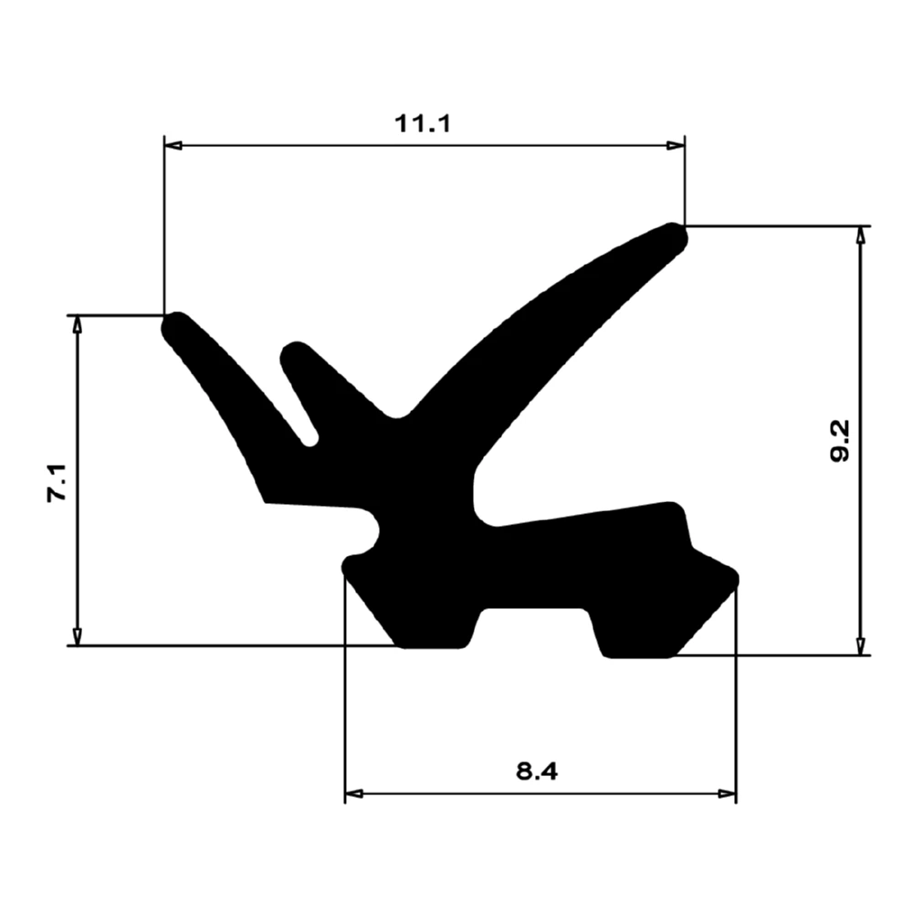 Anschlagdichtung mit Lippe und glattem Fuß | 8 mm Höhe | Farbe: schwarz