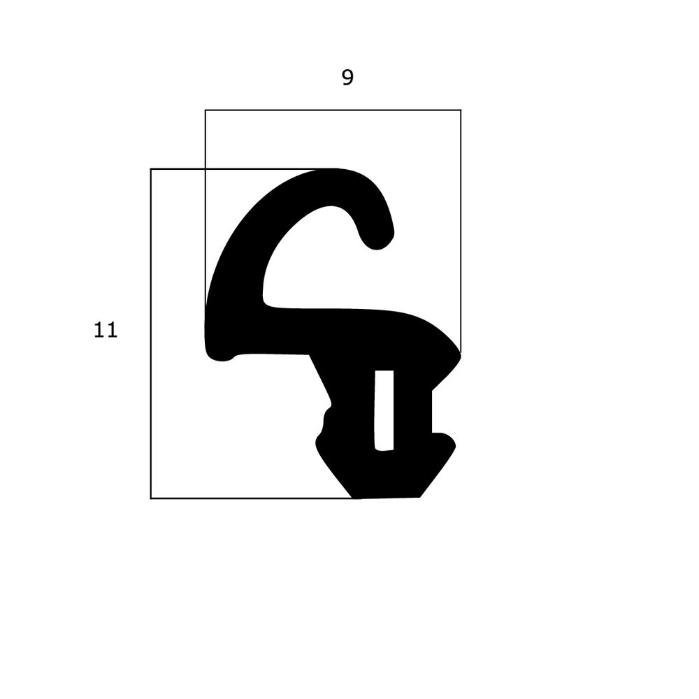 Lippendichtungen - Anschlagdichtung mit Lippe und profiliertem Fuß | 11 mm Höhe | Farbe: schwarz