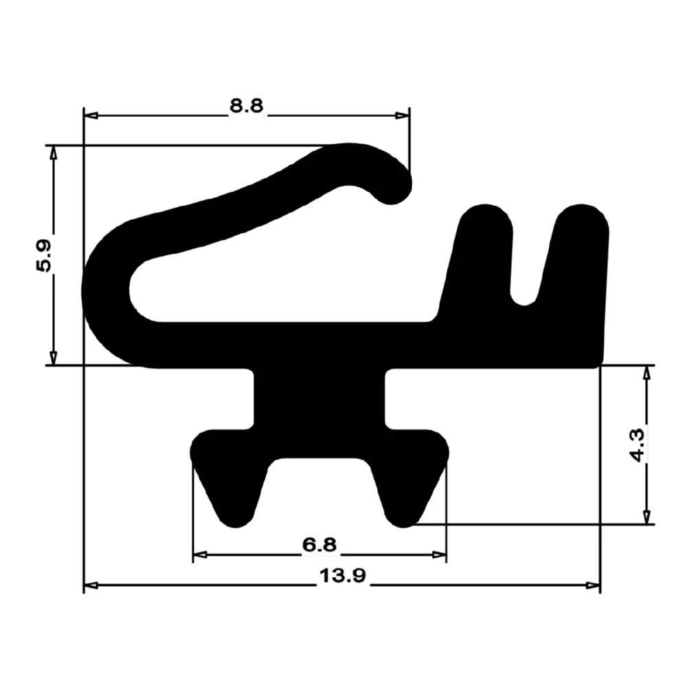 Stahlzargendichtung für Stahltüren | 10 mm Höhe | Farbe: schwarz