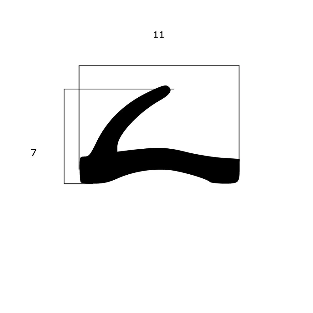 Lippendichtungen - Anschlagdichtung mit Lippe und glattem Fuß | 11 mm Breite | Farbe: schwarz