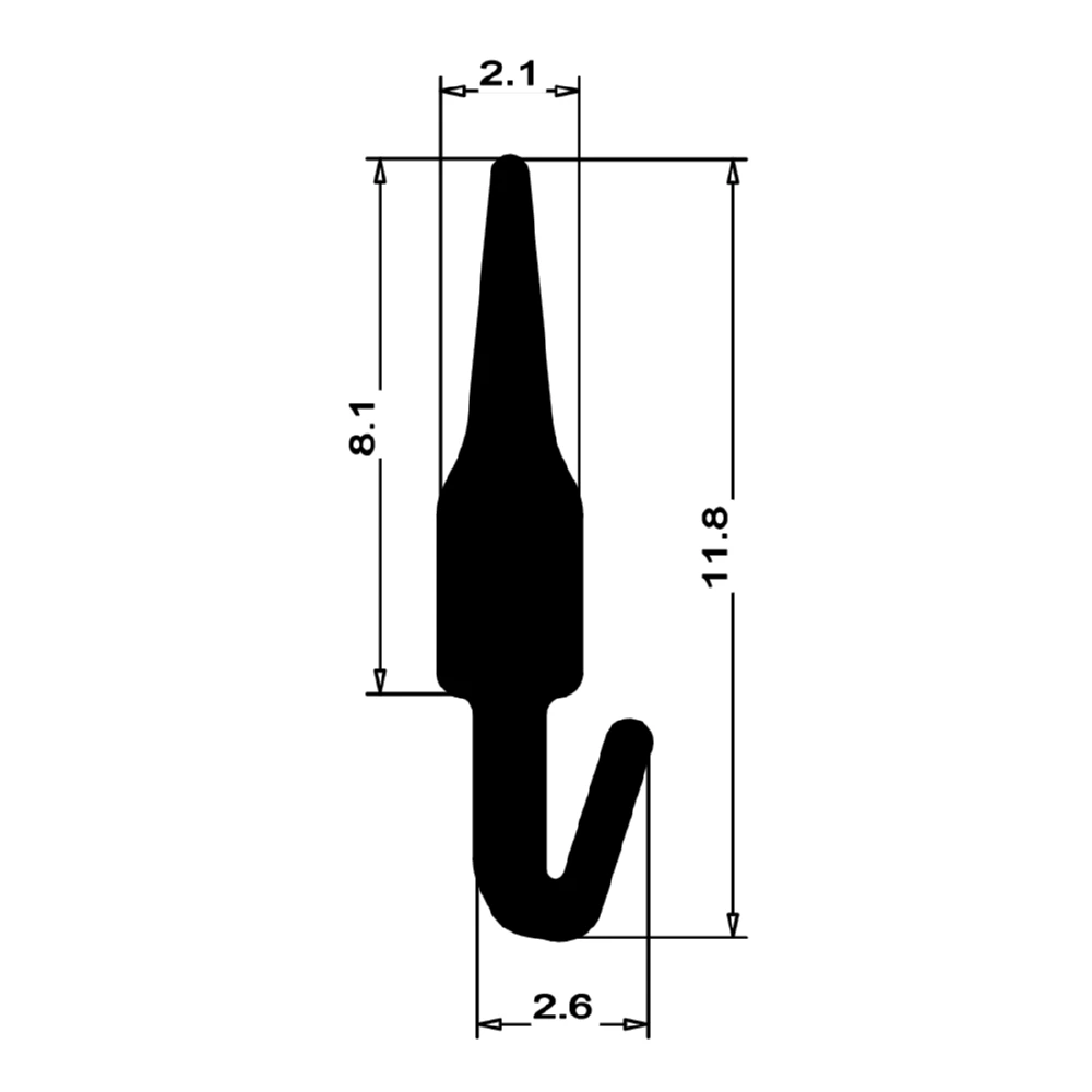 Anschlagdichtung mit Lippe und profiliertem Fuß | 11,8 mm Höhe | Farbe: schwarz