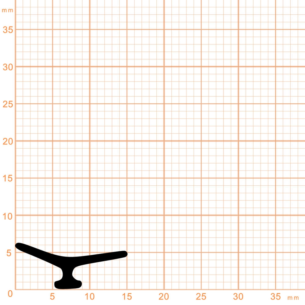 Anschlagdichtung mit Lippe und profiliertem Fuß | 15 mm Breite |  Farbe: schwarz