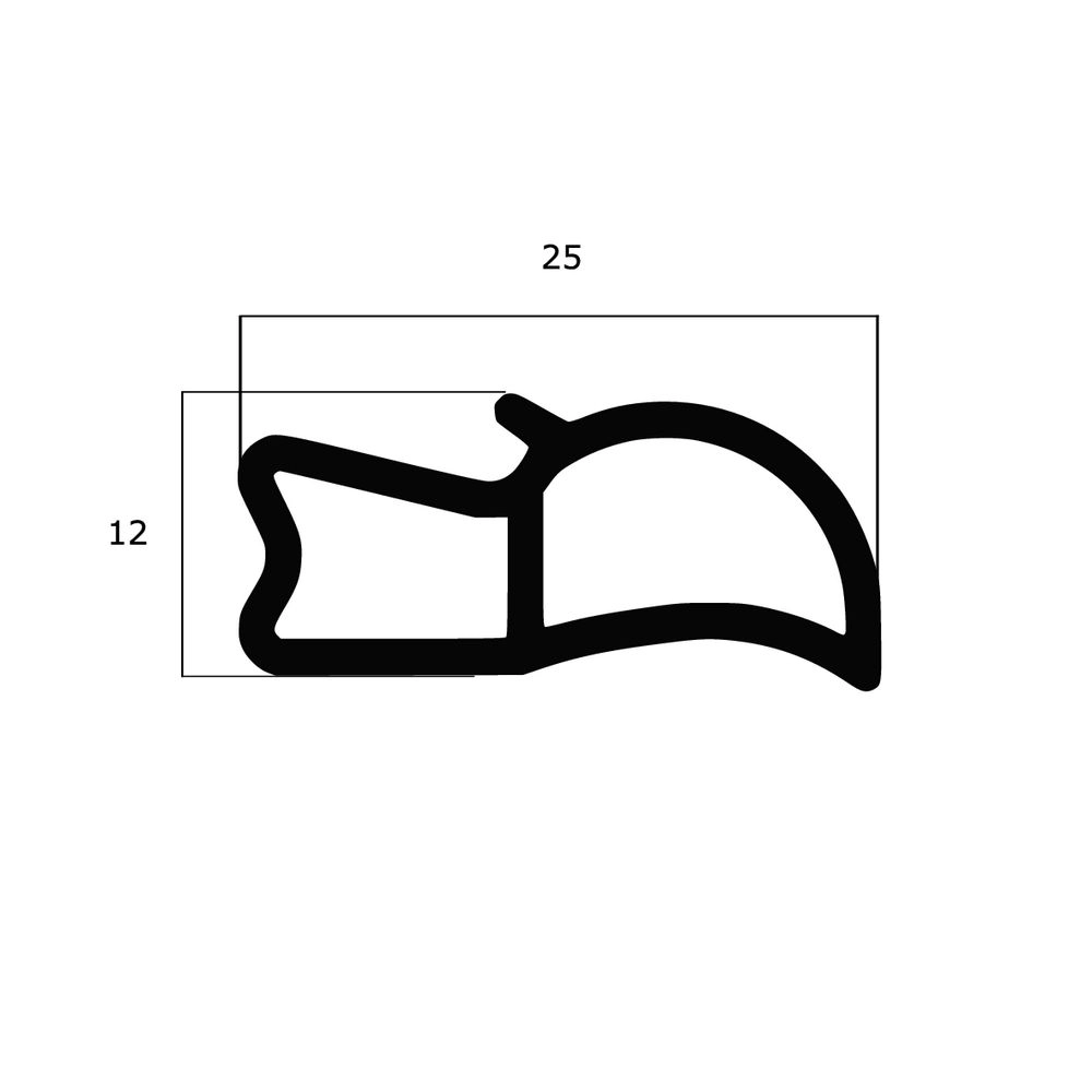 Türrahmen Dichtung - Stahlzargendichtung für seitliche Nut | 12 mm Höhe | Farbe: weiß