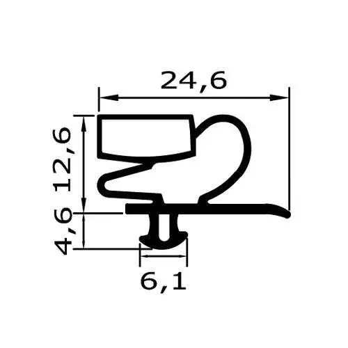 Kühlschrankdichtungsrahmen | 17,2 mm Höhe | Farbe: grau