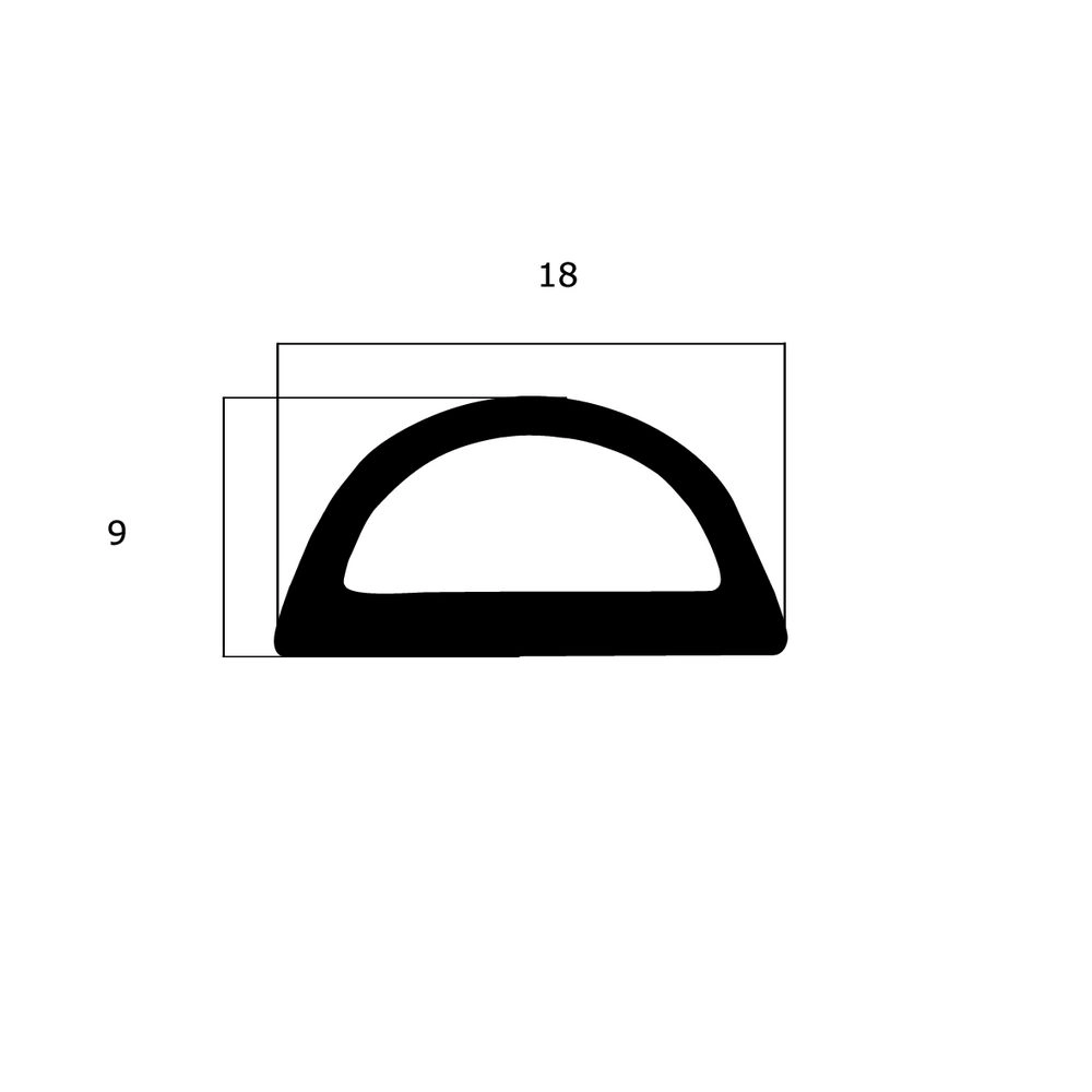 Lippendichtungen - Anschlagdichtung mit Schlauch für Fenster | 18 mm Breite | Farbe: schwarz
