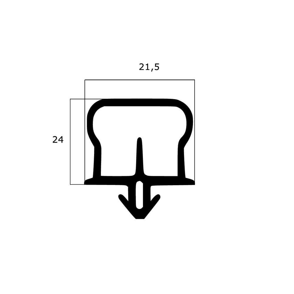 Kühlschrankdichtungen - Kühlschrankdichtungsrahmen | Höhe: 24 mm | Farbe: schwarz